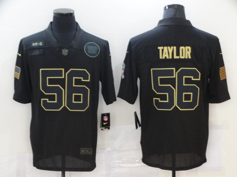 Men New York Giants 56 Taylor Black gold lettering 2020 Nike NFL Jersey
